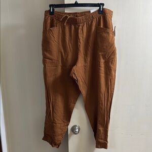 NWT Old Navy Brown High Rise Cropped Linen Pants